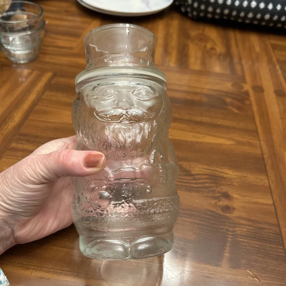 Vintage Glass Santa Candy Jar Marked Canada‎ 8 Inches